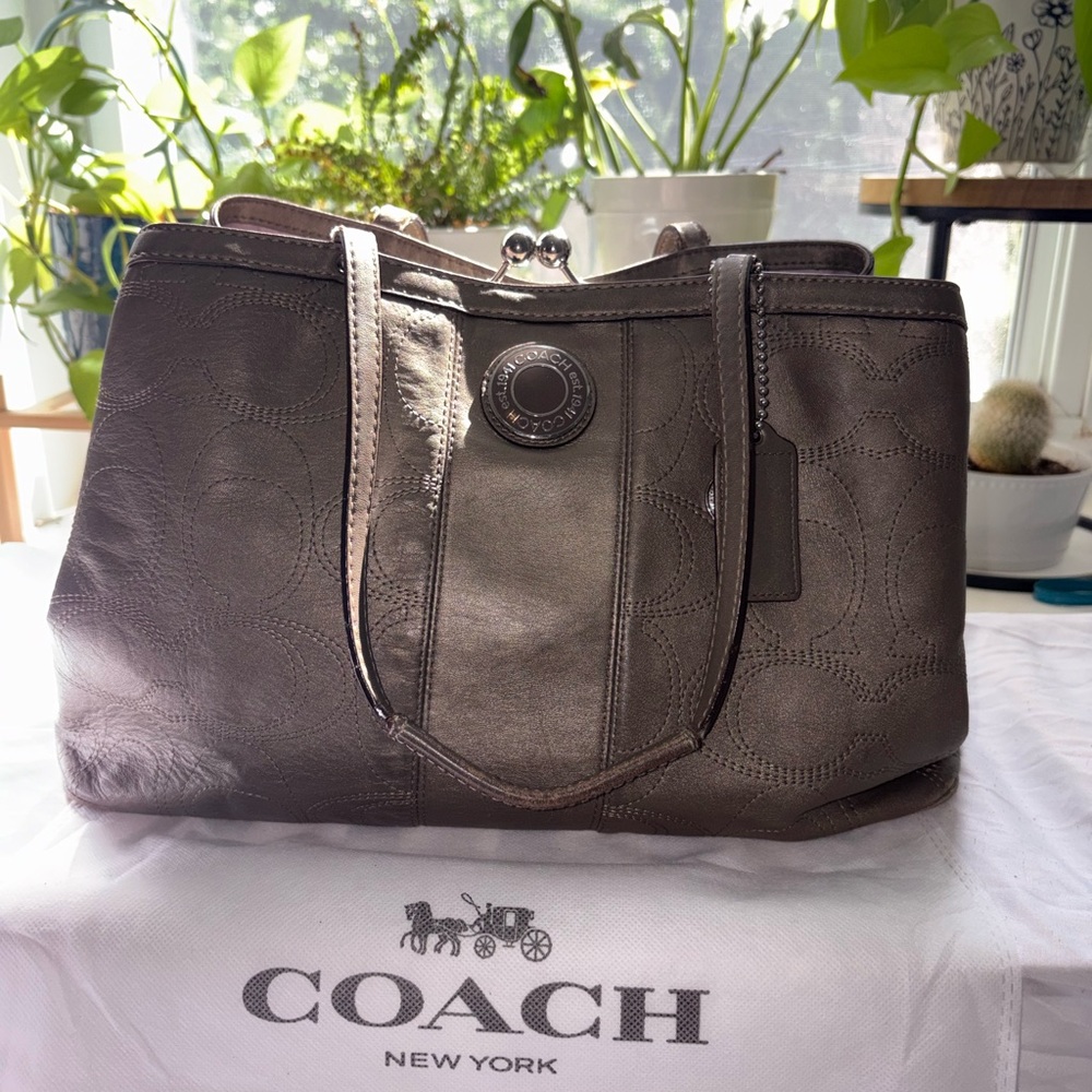 Coach Metallic Bronze Signature Shoulder Bag